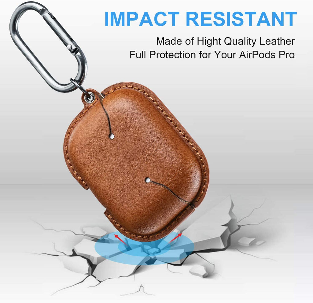 for Airpods Pro 2 Case Leather, Airpods Pro Leather Case Cover with Keychain Airpods Strap Compatible with Apple Airpods Pro 2Nd Generation 2023 2022/ Airpods Pro 2019 (Front LED Visible),Brown